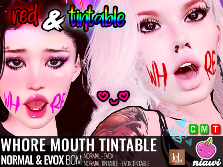 Second Life Marketplace - Whore LIPSTICK TINTABLE (BOM) (Evo X)